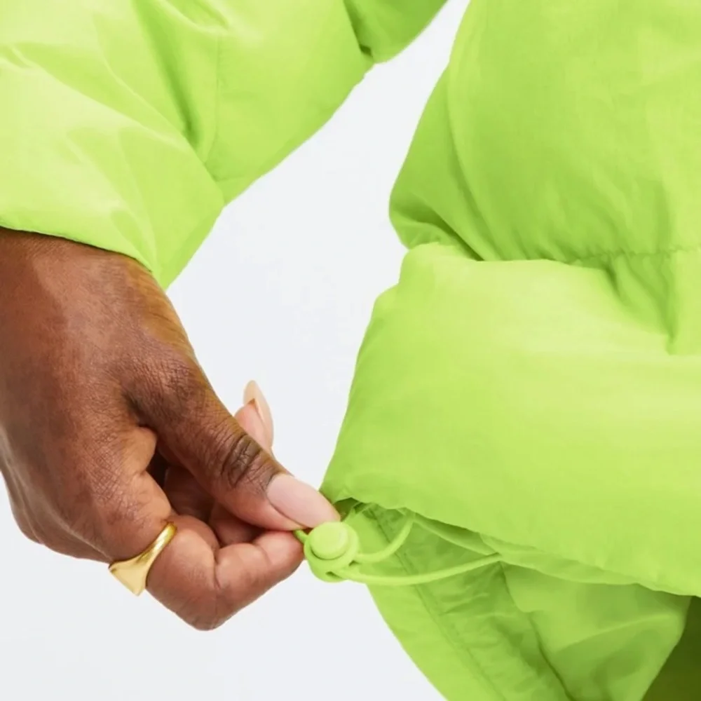 Fabletics Lime Green Quilted Hooded Puffer Jacket